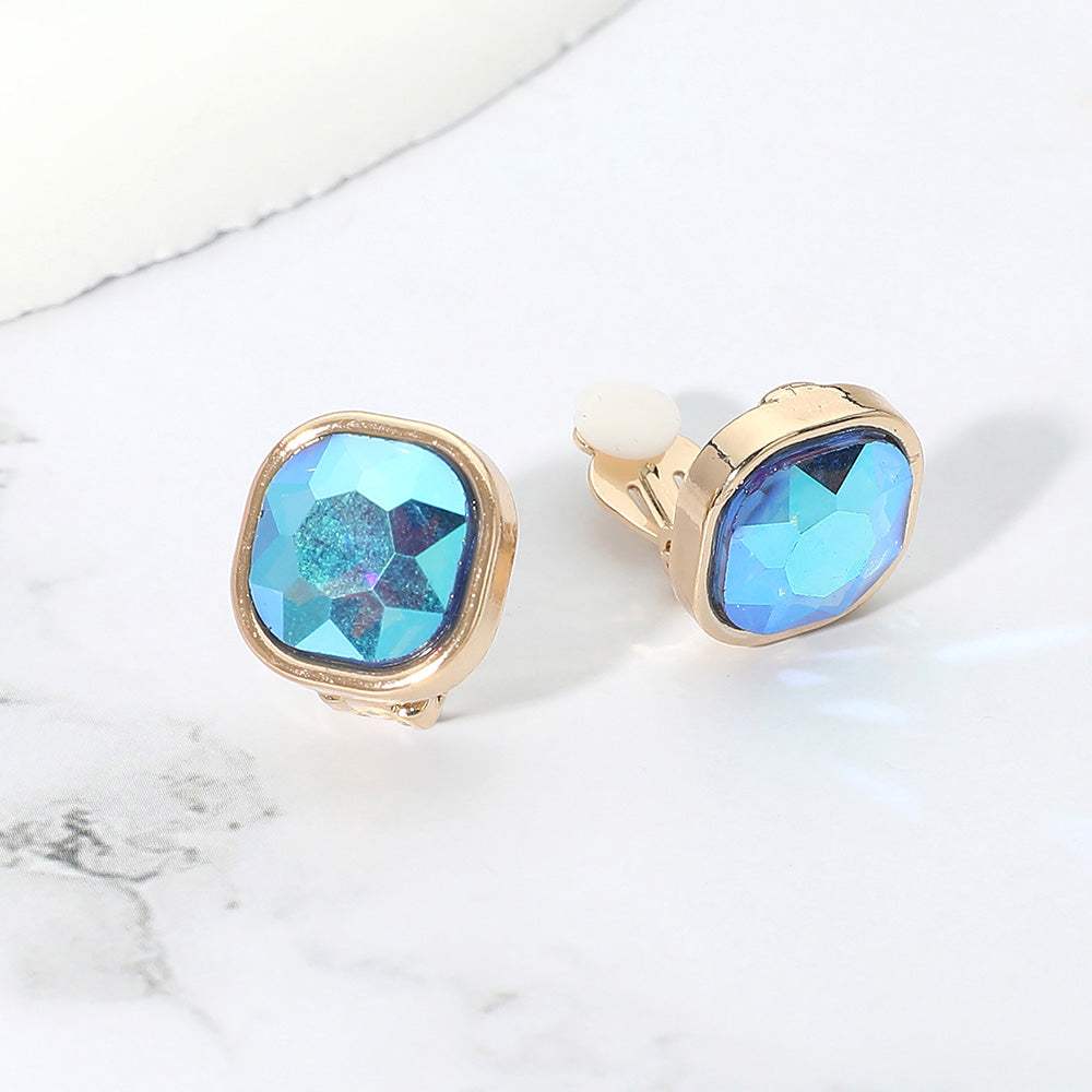 Square Cut Gem Evening Stud Clip On Earrings - Madeline Love - Flyclothing LLC
