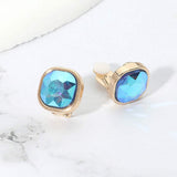 Square Cut Gem Evening Stud Clip On Earrings - Madeline Love - Flyclothing LLC