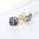 Square Cut Gem Evening Stud Clip On Earrings - Madeline Love - Flyclothing LLC