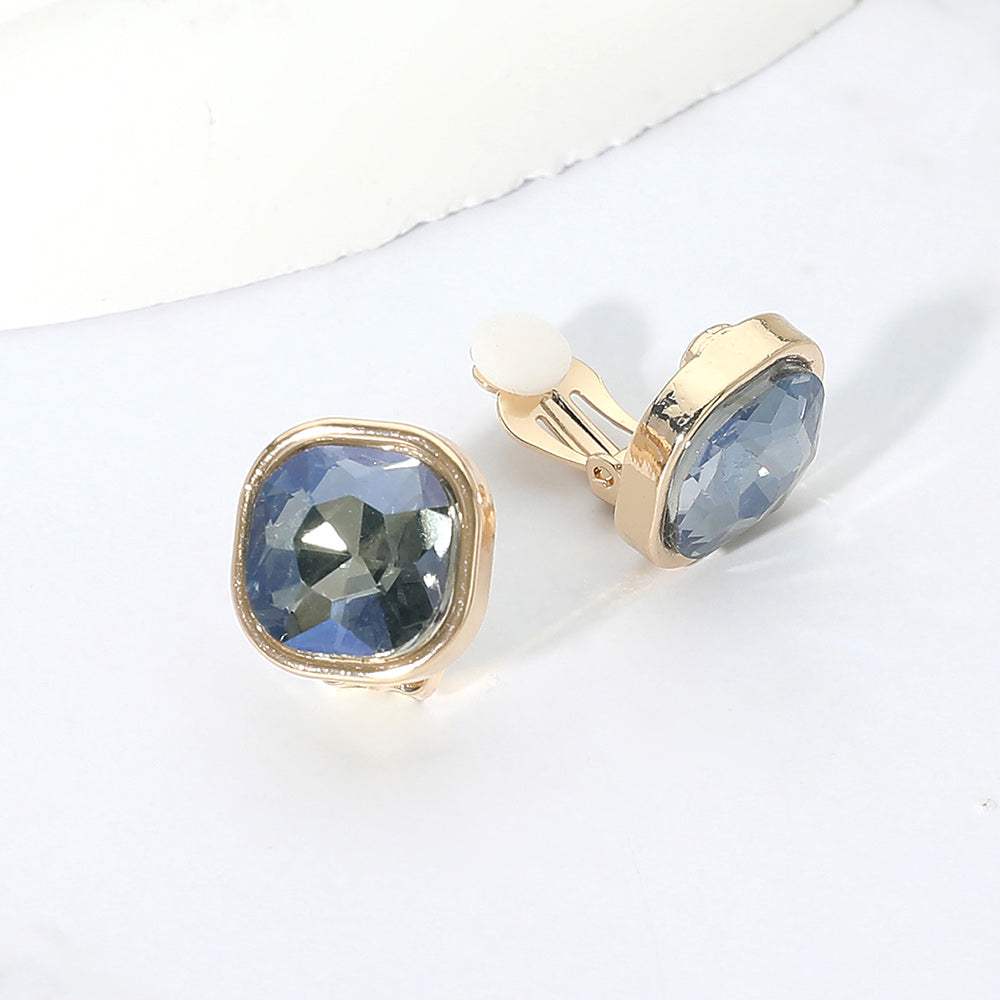 Square Cut Gem Evening Stud Clip On Earrings - Madeline Love - Flyclothing LLC