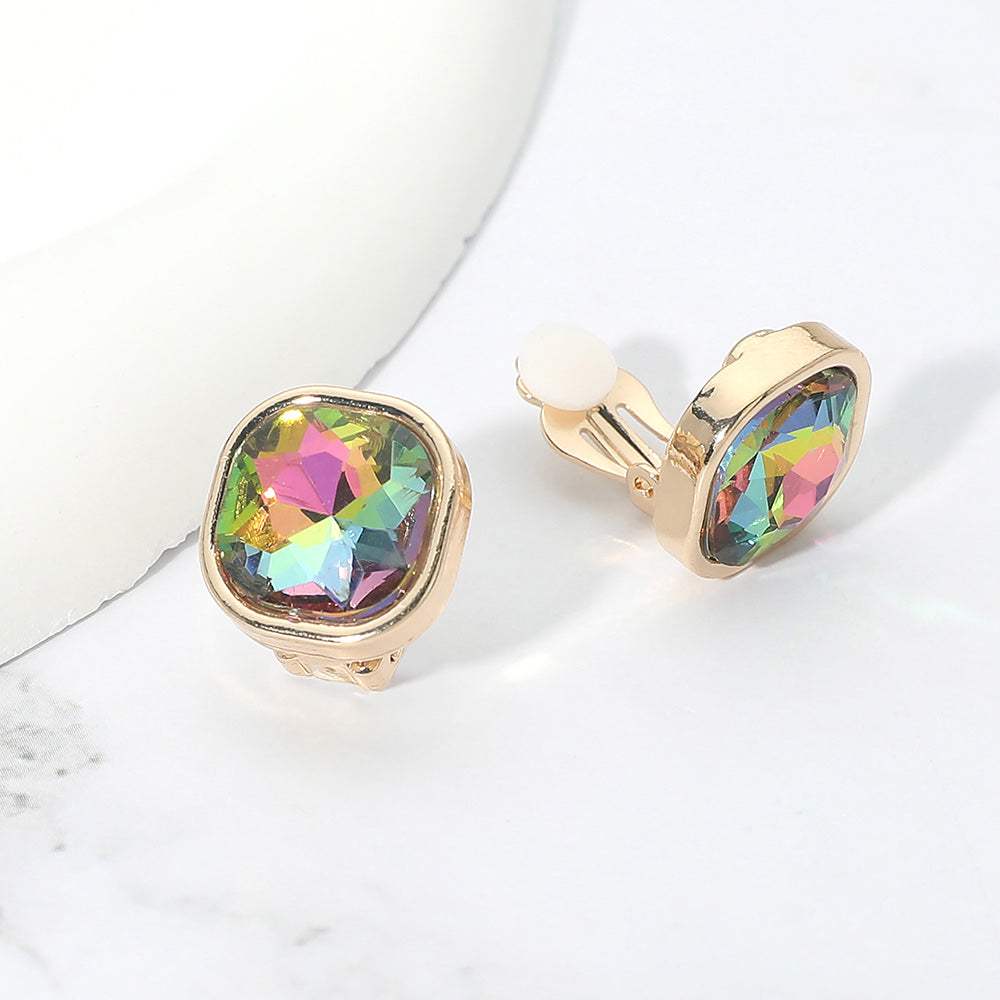 Square Cut Gem Evening Stud Clip On Earrings - Madeline Love - Flyclothing LLC