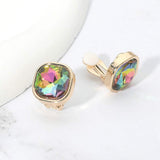 Square Cut Gem Evening Stud Clip On Earrings - Madeline Love - Flyclothing LLC