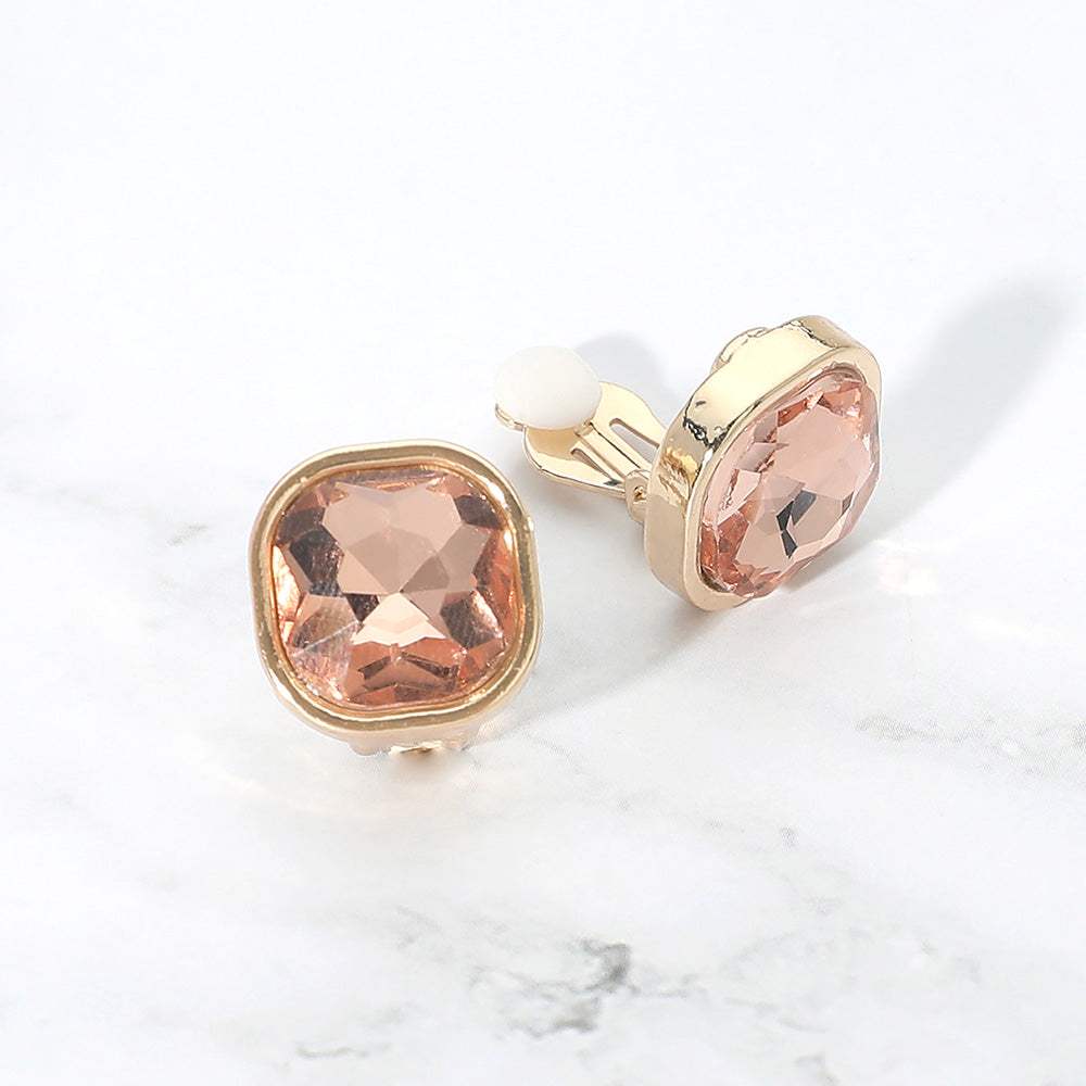 Square Cut Gem Evening Stud Clip On Earrings - Madeline Love - Flyclothing LLC