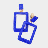 Rhinestone Embellished Open Rectangle Dangle Evening Earrings - Madeline Love - Flyclothing LLC