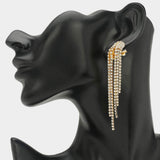 Crystal Rhinestone Long Fringe Clip on Earrings - Madeline Love - Flyclothing LLC