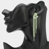 Crystal Rhinestone Long Fringe Clip on Earrings - Madeline Love - Flyclothing LLC