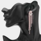 Crystal Rhinestone Long Fringe Clip on Earrings - Madeline Love - Flyclothing LLC