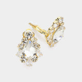 Teardrop Centered Bubble Stone Trimmed Clip on Earrings - Madeline Love - Flyclothing LLC