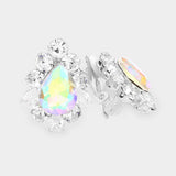 Teardrop Centered Bubble Stone Trimmed Clip on Earrings - Madeline Love - Flyclothing LLC