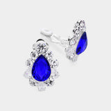 Teardrop Centered Bubble Stone Trimmed Clip on Earrings - Madeline Love - Flyclothing LLC