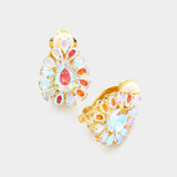 Teardrop Stone Cluster Clip On Evening Earrings - Madeline Love - Flyclothing LLC