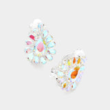 Teardrop Stone Cluster Clip On Evening Earrings - Madeline Love - Flyclothing LLC