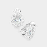 Teardrop Stone Cluster Clip On Evening Earrings - Madeline Love - Flyclothing LLC