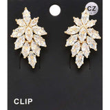Marquise CZ Stone Embellished Evening Clip On Earrings - Madeline Love - Flyclothing LLC