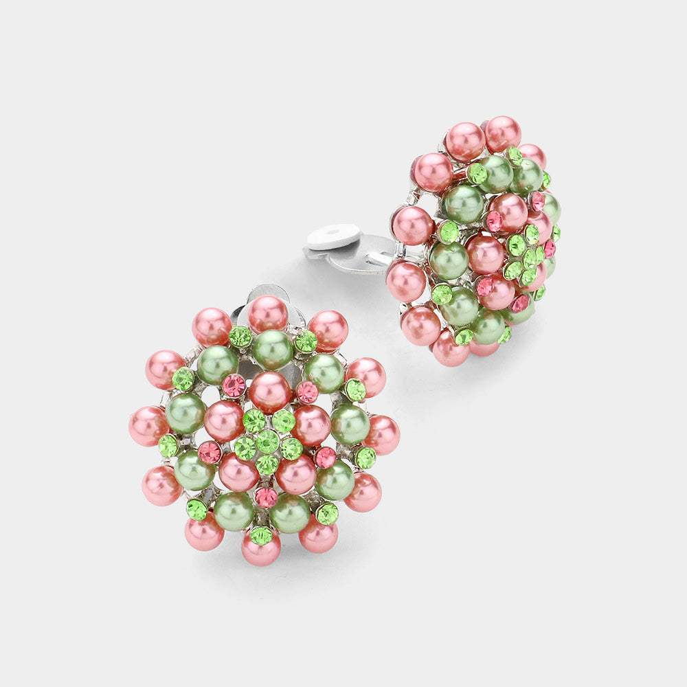 Floral Pearl Clip on Earrings - Madeline Love - Flyclothing LLC