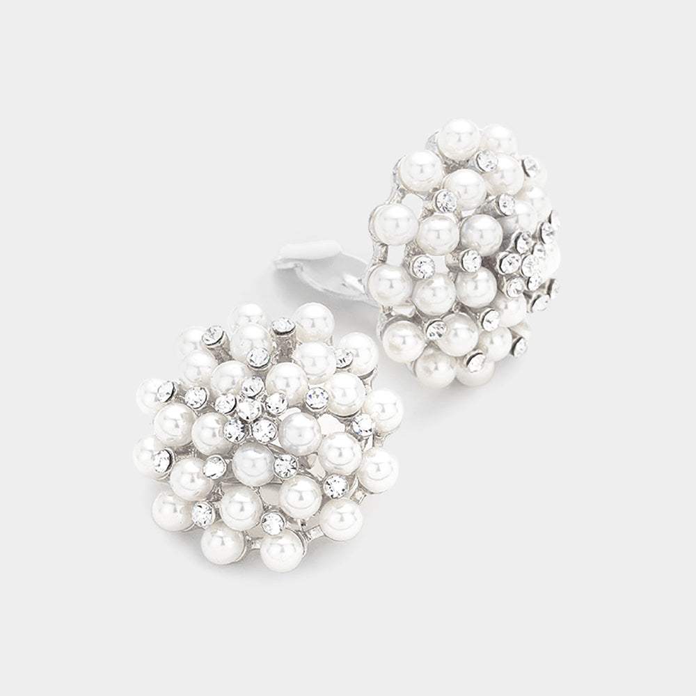 Floral Pearl Clip on Earrings - Madeline Love - Flyclothing LLC