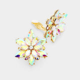 Crystal Flower Clip on Evening Earrings - Madeline Love - Flyclothing LLC