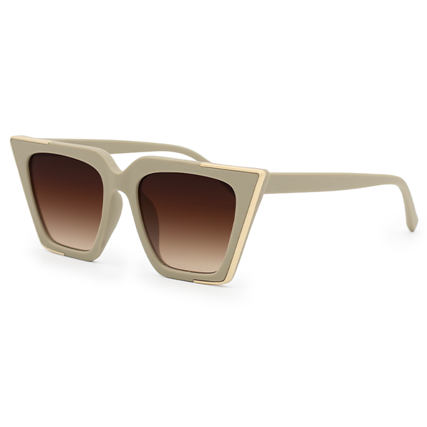 The CEO - Sustainable Nude Frame Brown Lens Cateye Sunglasses - TopFoxx - Flyclothing LLC