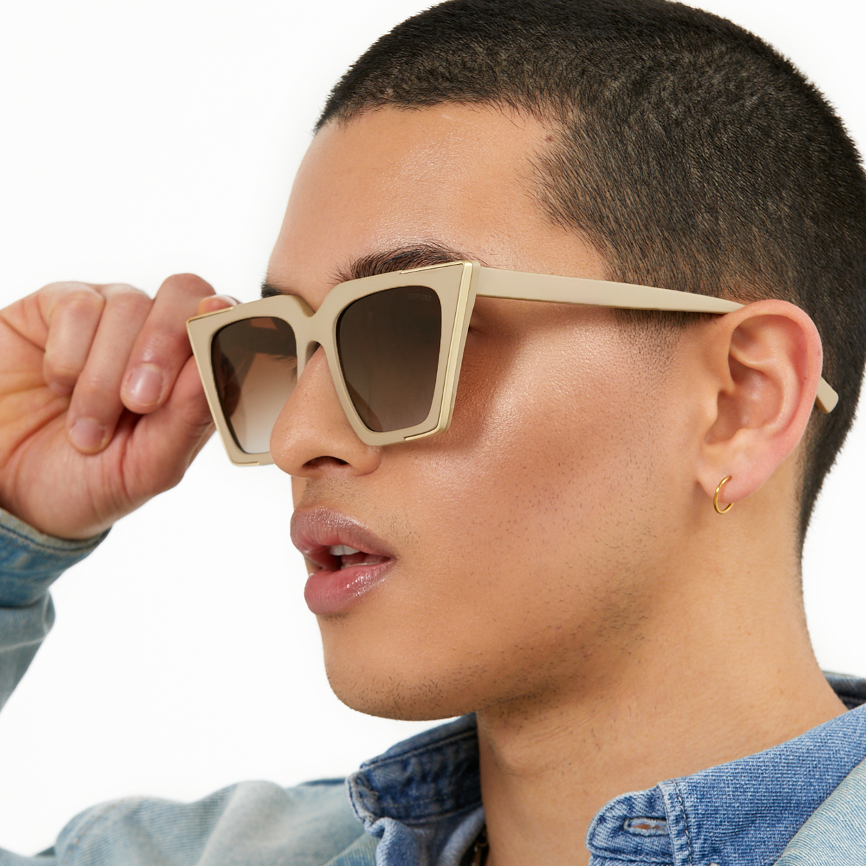 The CEO - Sustainable Nude Frame Brown Lens Cateye Sunglasses - TopFoxx - Flyclothing LLC