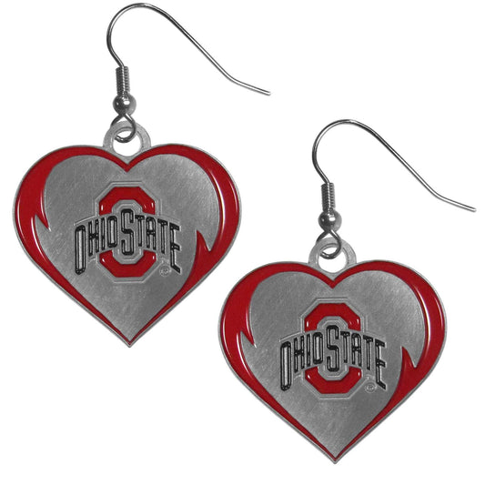 Ohio St. Buckeyes Heart Dangle Earrings - Ohio State Buckeyes - Flyclothing LLC