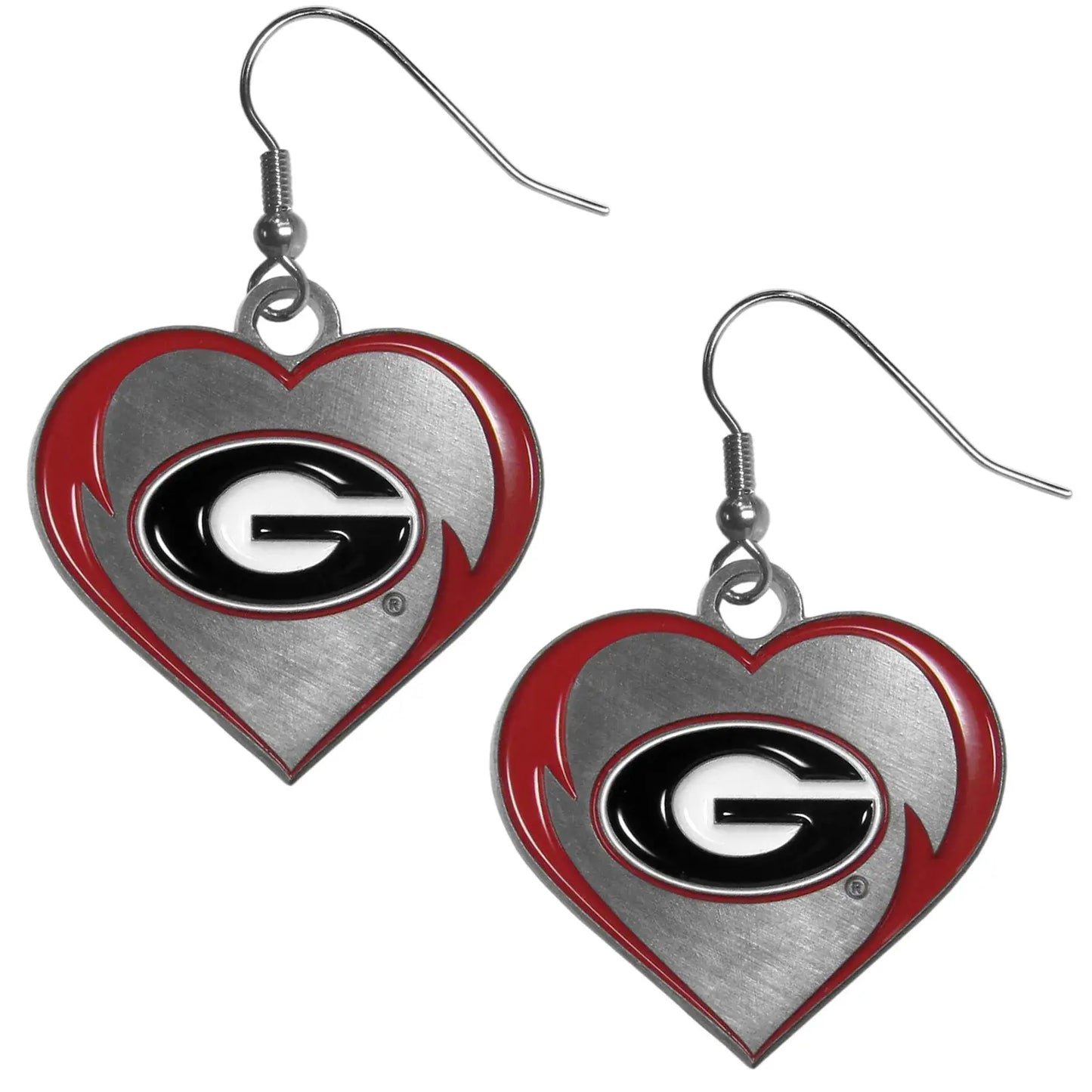 Georgia Bulldogs Heart Dangle Earrings - Georgia Bulldogs - Flyclothing LLC