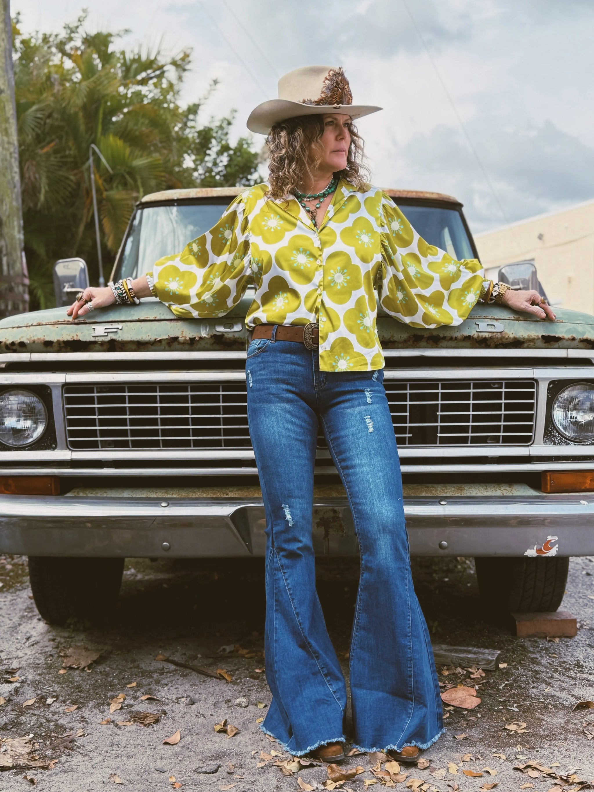 You Got Lucky Balloon Sleeve Button Up Blouse - Lil Bee's Bohemian - Flyclothing LLC