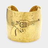 Hammered Wide Metal Gun Cuff Bracelet - Madeline Love - Flyclothing LLC