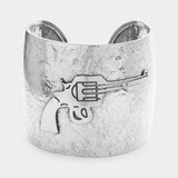 Hammered Wide Metal Gun Cuff Bracelet - Madeline Love - Flyclothing LLC
