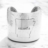 Arkansas State map Hammered Wide Metal Cuff Bracelet - Madeline Love - Flyclothing LLC