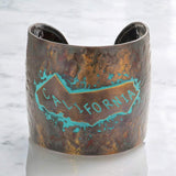 California State map Hammered Wide Metal Cuff Bracelet - Madeline Love - Flyclothing LLC