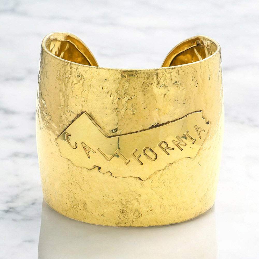 California State map Hammered Wide Metal Cuff Bracelet - Madeline Love - Flyclothing LLC