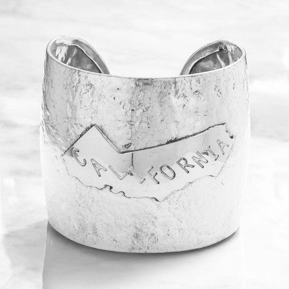 California State map Hammered Wide Metal Cuff Bracelet - Madeline Love - Flyclothing LLC