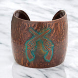 Hammered metal crossed gun cuff bracelet - Madeline Love - Flyclothing LLC
