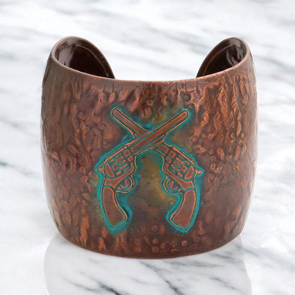 Hammered metal crossed gun cuff bracelet - Madeline Love - Flyclothing LLC