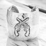 Hammered metal crossed gun cuff bracelet - Madeline Love - Flyclothing LLC