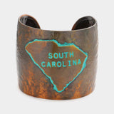 South Carolina State Map Hammered Wide Metal Cuff Bracelet - Madeline Love - Flyclothing LLC