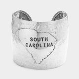 South Carolina State Map Hammered Wide Metal Cuff Bracelet - Madeline Love - Flyclothing LLC