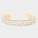 Pearl Accented Split Rhinestone Cuff Evening Bracelet - Madeline Love - Flyclothing LLC
