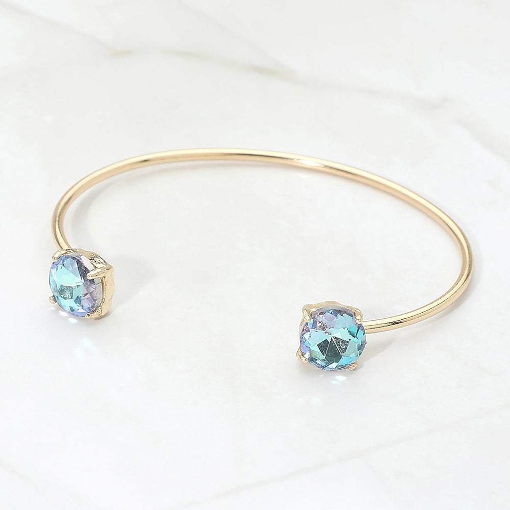 Faceted Round Stone Cluster Tip Cuff Bracelet - Madeline Love - Flyclothing LLC