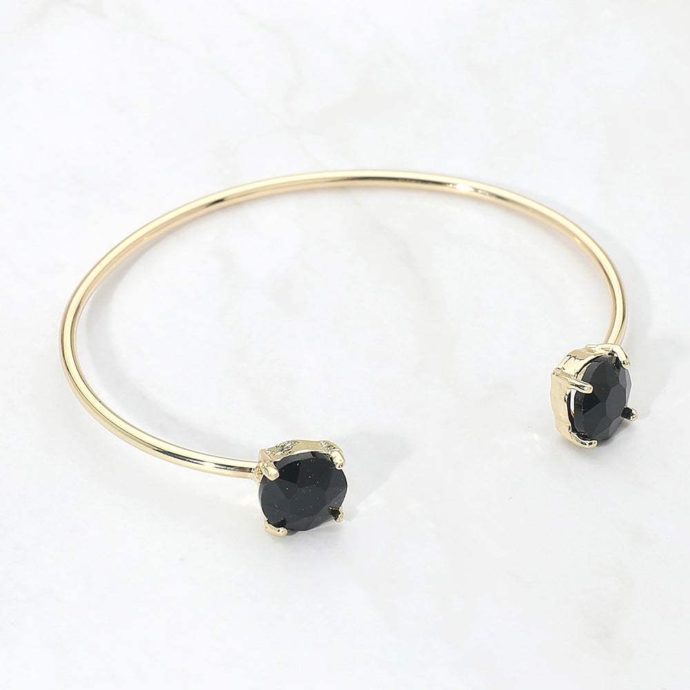 Faceted Round Stone Cluster Tip Cuff Bracelet - Madeline Love - Flyclothing LLC