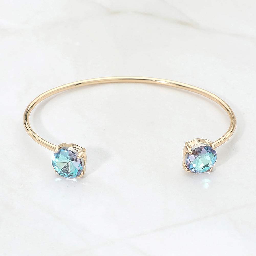 Faceted Round Stone Cluster Tip Cuff Bracelet - Madeline Love - Flyclothing LLC
