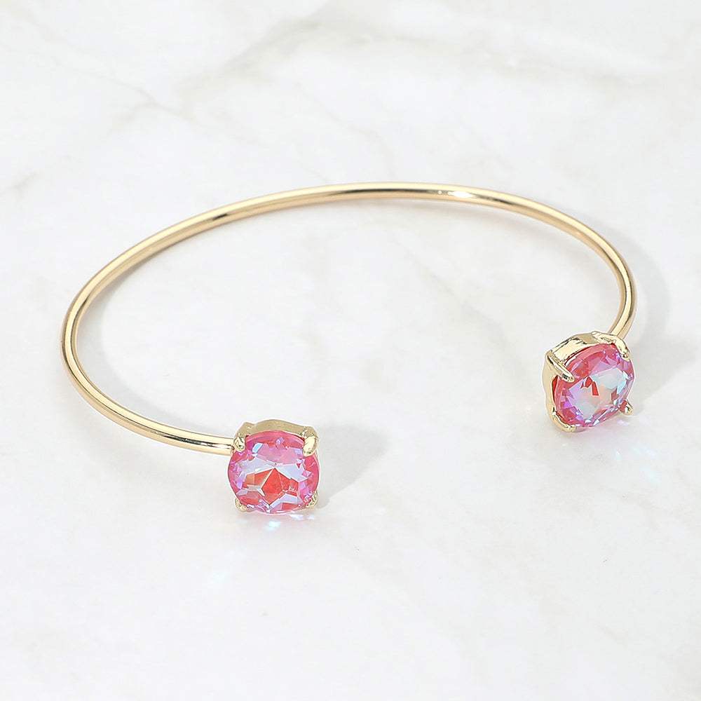 Faceted Round Stone Cluster Tip Cuff Bracelet - Madeline Love - Flyclothing LLC