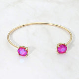 Faceted Round Stone Cluster Tip Cuff Bracelet - Madeline Love - Flyclothing LLC