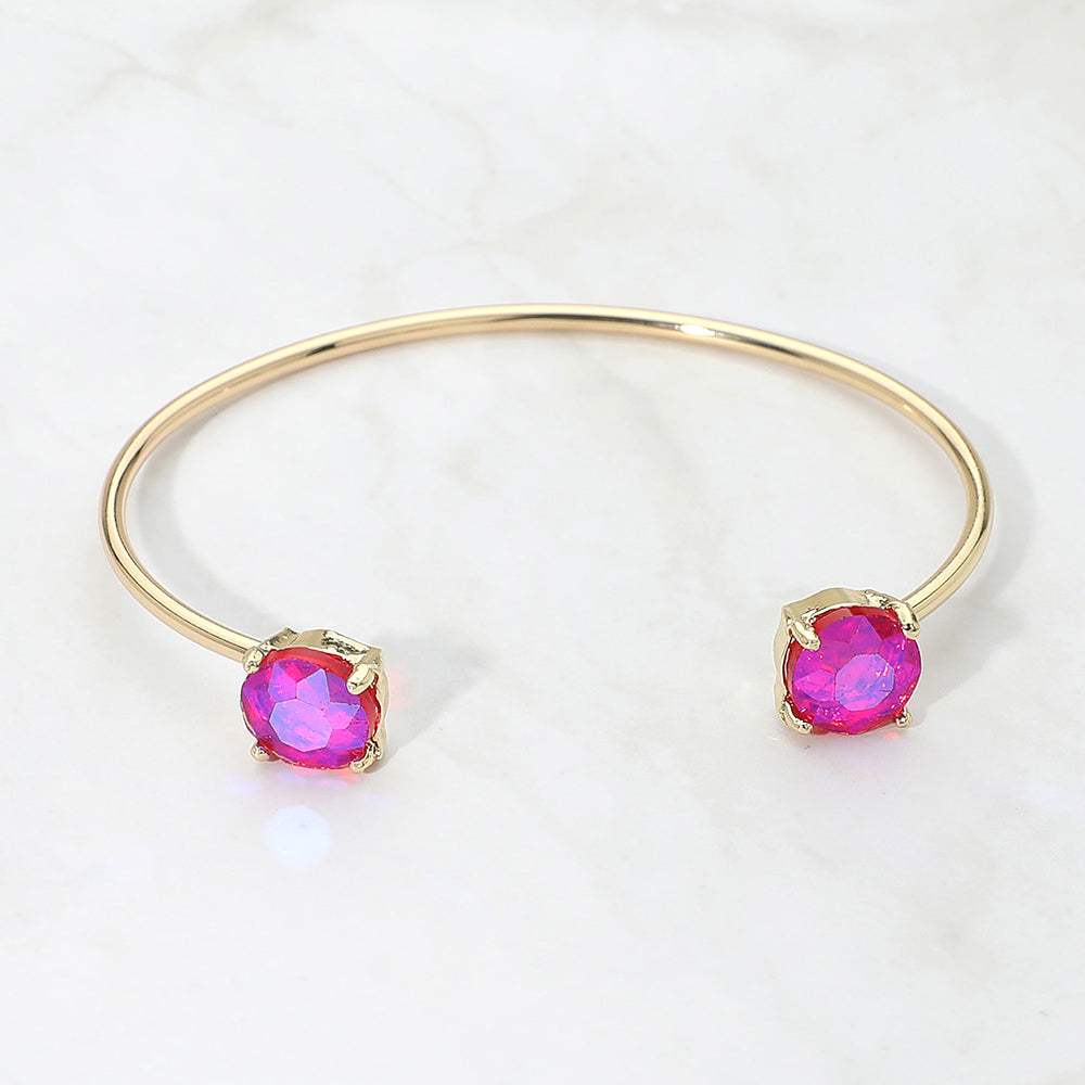 Faceted Round Stone Cluster Tip Cuff Bracelet - Madeline Love - Flyclothing LLC