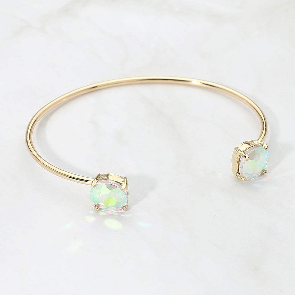 Faceted Round Stone Cluster Tip Cuff Bracelet - Madeline Love - Flyclothing LLC