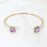 Faceted Round Stone Cluster Tip Cuff Bracelet - Madeline Love - Flyclothing LLC