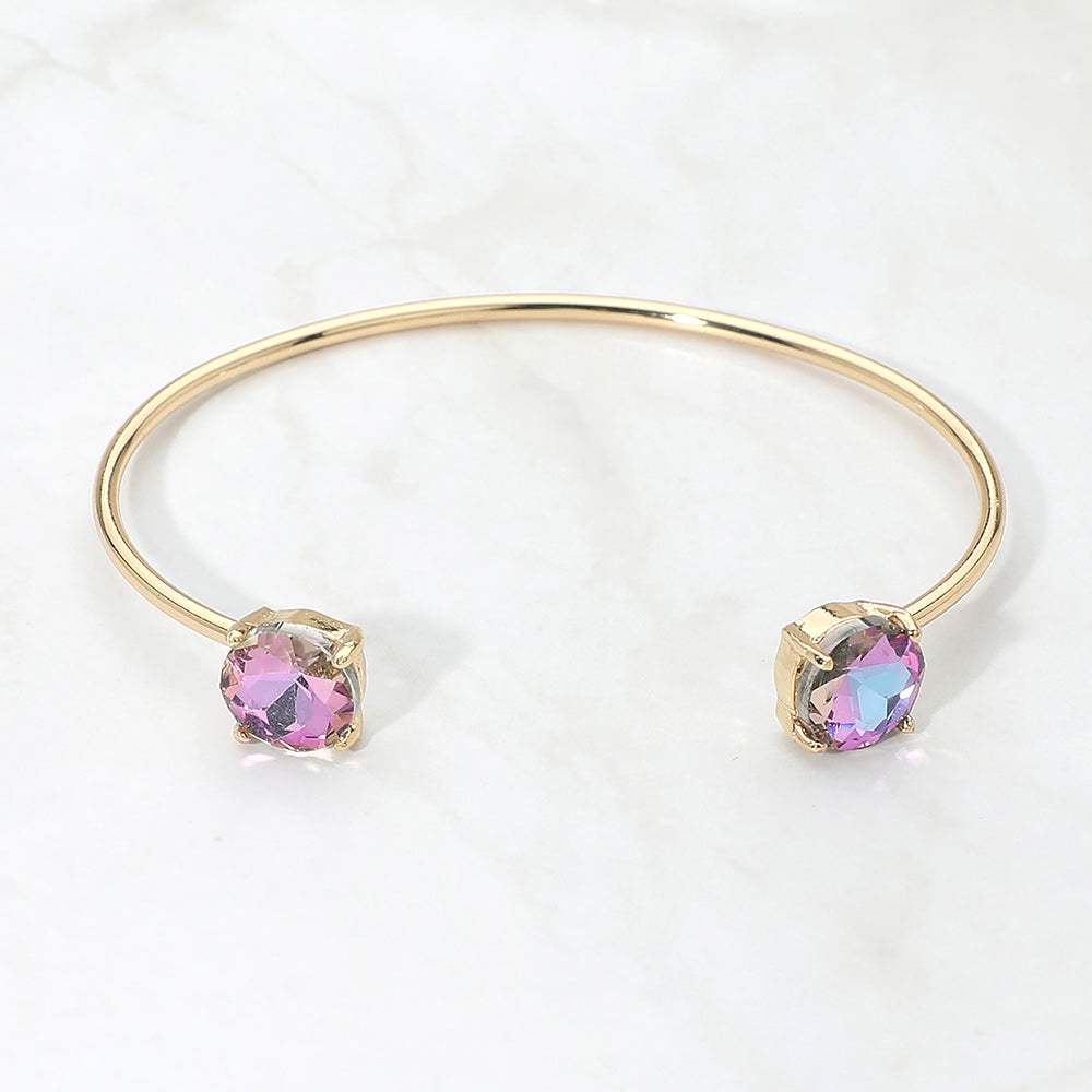 Faceted Round Stone Cluster Tip Cuff Bracelet - Madeline Love - Flyclothing LLC