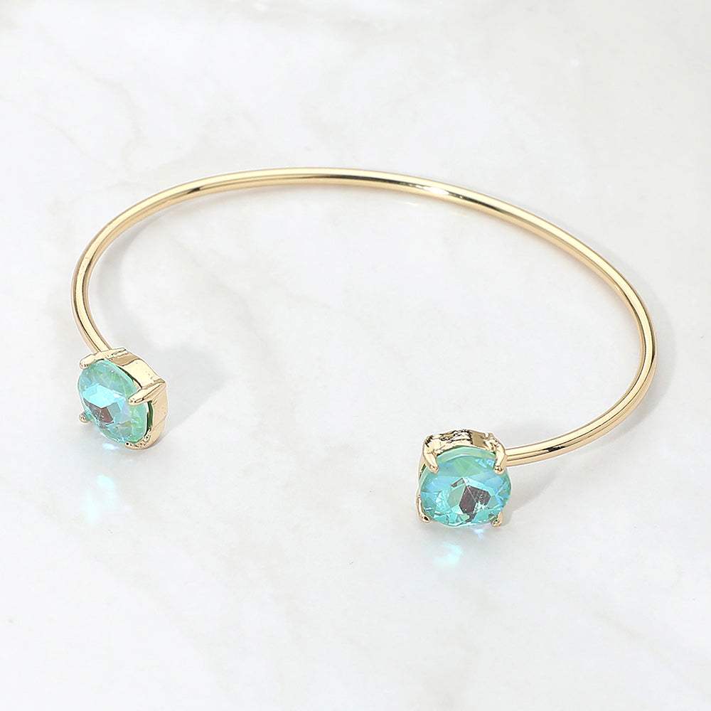 Faceted Round Stone Cluster Tip Cuff Bracelet - Madeline Love - Flyclothing LLC