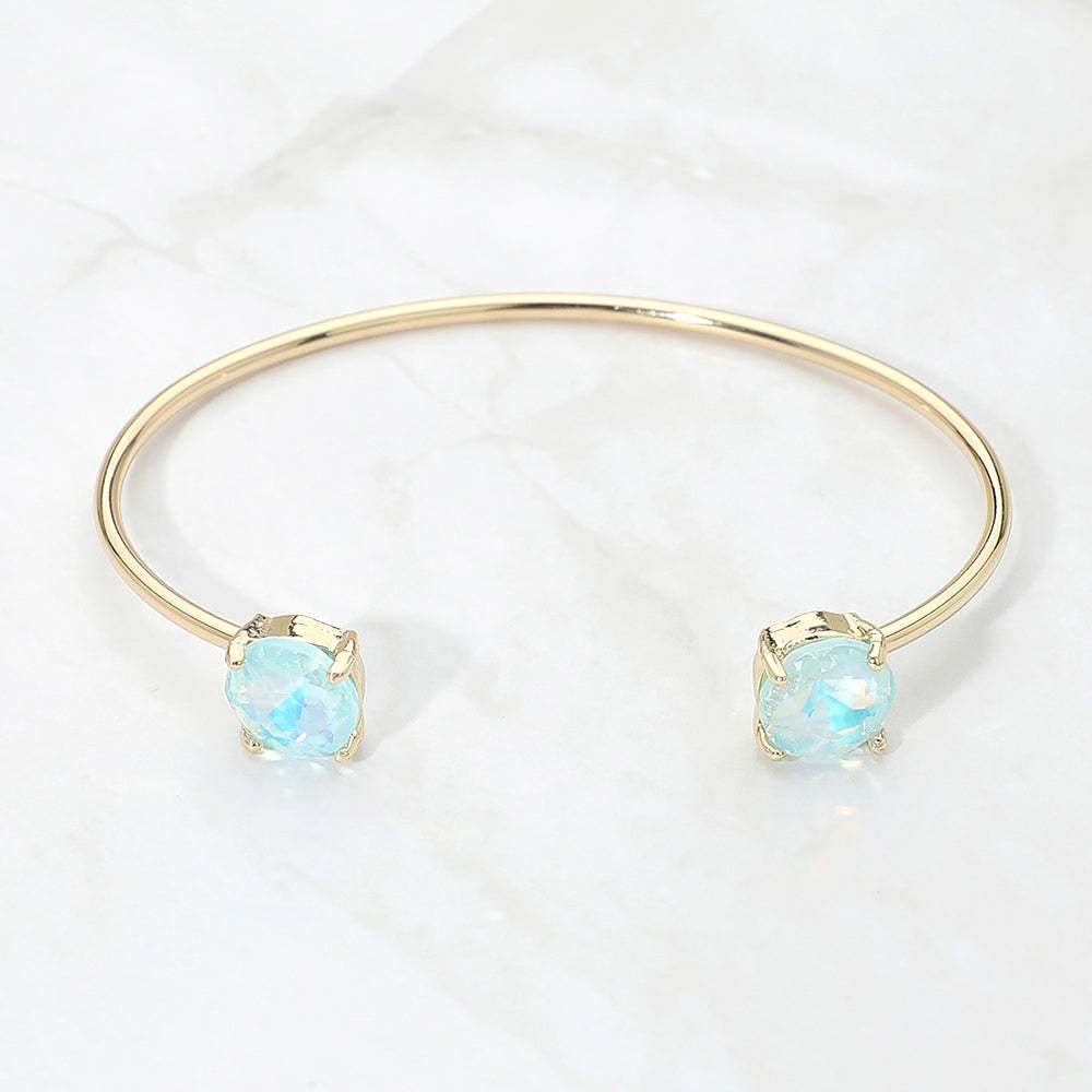 Faceted Round Stone Cluster Tip Cuff Bracelet - Madeline Love - Flyclothing LLC