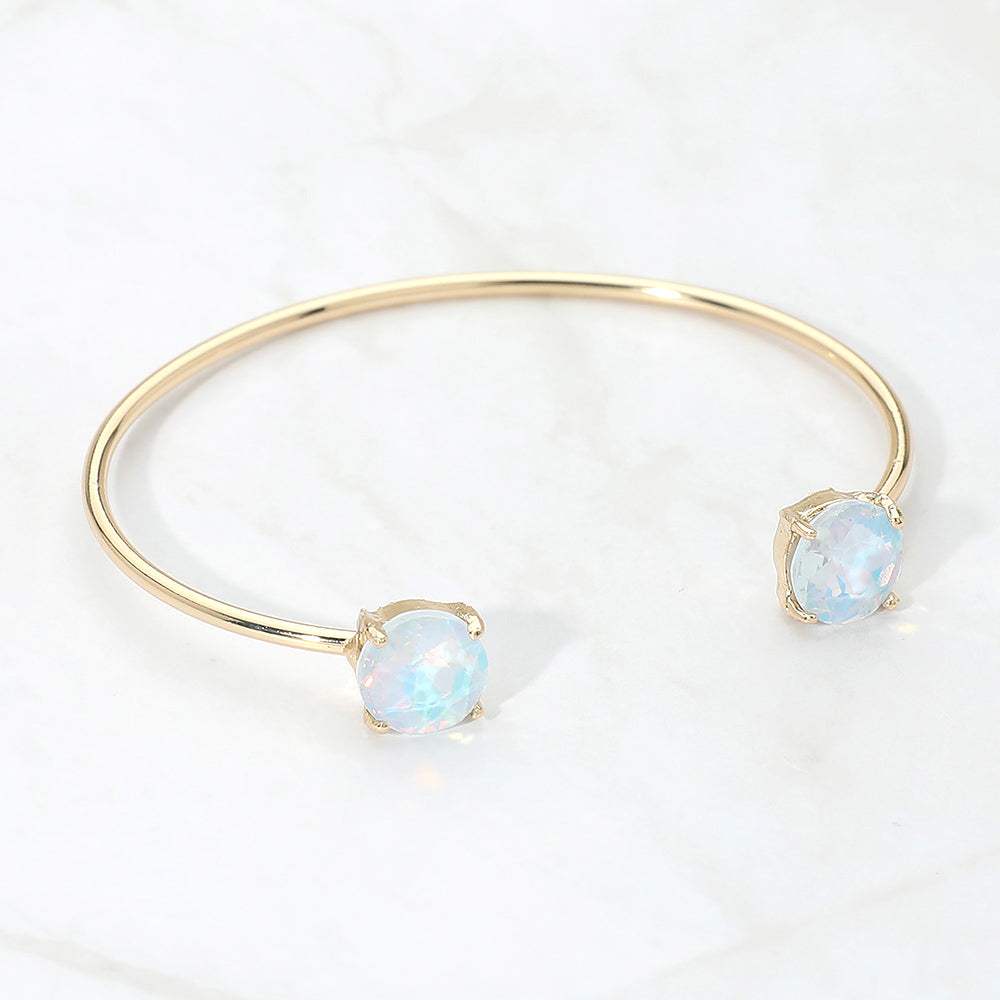 Faceted Round Stone Cluster Tip Cuff Bracelet - Madeline Love - Flyclothing LLC